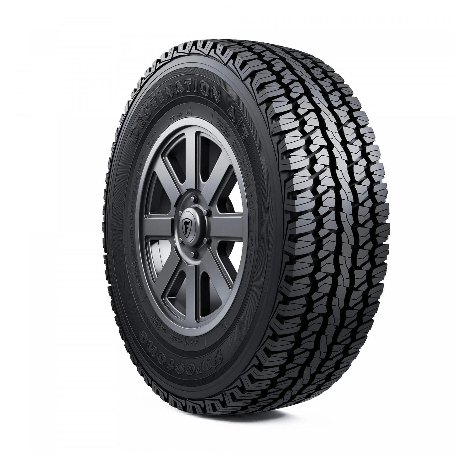 Neumático Firestone Destination A/T 205/75 R15 vista frontal con letras blancas